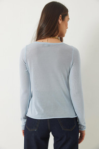 Bisiklet Yaka Transparan Basic Bluz TK241025 60283033 - Bebe Mavisi