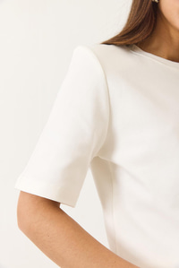 Bisiklet Yaka Vatkalı Pamuklu Basic T-Shirt 241134 60283128 - Beyaz