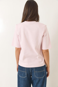 Bisiklet Yaka Vatkalı Pamuklu Basic T-Shirt 241134 60283128 - Açık Pudra