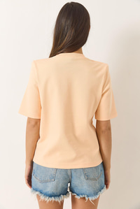 Bisiklet Yaka Vatkalı Pamuklu Basic T-Shirt 241134 60283128 - Yavru Ağzı
