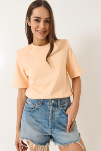 Bisiklet Yaka Vatkalı Pamuklu Basic T-Shirt 241134 60283128 - Yavru Ağzı