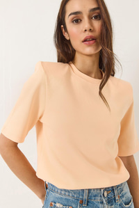 Bisiklet Yaka Vatkalı Pamuklu Basic T-Shirt 241134 60283128 - Yavru Ağzı
