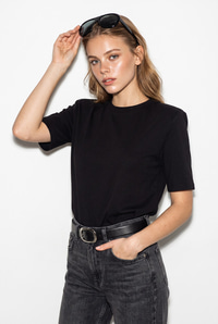 Bisiklet Yaka Vatkalı Pamuklu Basic T-Shirt 241134 60283128 - Siyah T-SHİRT modelleri