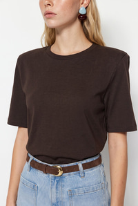 Bisiklet Yaka Vatkalı Pamuklu Basic T-Shirt 241134 60283128 - Acı Kahve T-SHİRT modelleri