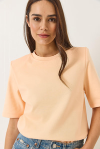 Bisiklet Yaka Vatkalı Pamuklu Basic T-Shirt 241134 60283128 - Yavru Ağzı
