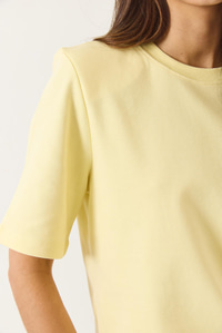 Bisiklet Yaka Vatkalı Pamuklu Basic T-Shirt 241134 60283128 - Tereyağ
