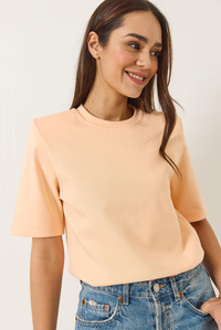 Bisiklet Yaka Vatkalı Pamuklu Basic T-Shirt 241134 60283128 - Yavru Ağzı