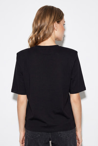 Bisiklet Yaka Vatkalı Pamuklu Basic T-Shirt 241134 60283128 - Siyah T-SHİRT modelleri