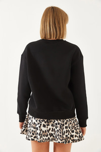 Bol Kesim Yuvarlak Yaka Sweatshirt MBHS022 60601022 - Siyah SWEATSHİRT modelleri