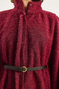 Buklet Kumaş Araboy Kemerli Kaşe Panço 8014  60284101 - Bordo DIŞ GİYİM modelleri