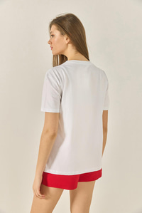 Cherry Leopar Baskılı Taş Detaylı Normal Kalıp T-Shirt 4140 60283299 - Beyaz
