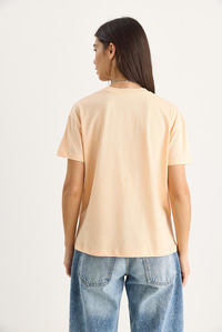 Çiçek Aksesuarlı Kısa Kollu Pamuklu T-Shirt 60602040 - Yavru Ağzı