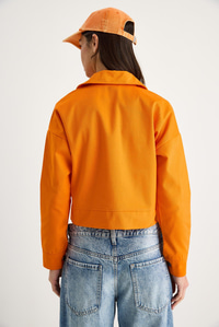 Çift Cepli Gabardin Ceket - Orange