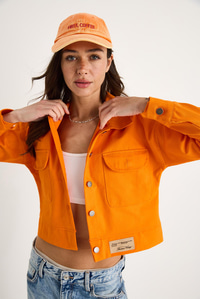 Çift Cepli Gabardin Ceket - Orange