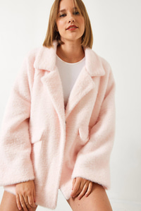 Çift Cepli Oversize Peluş Mont 1611 60261097 - Pembe