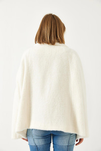 Çift Cepli Oversize Peluş Mont 1611 60261097 - Ekru