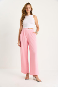 Çift Pile Detaylı Kemerli Örme Pantolon 3851 60261449 - Pembe