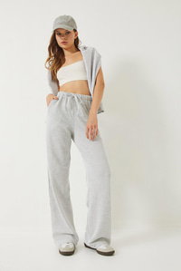 Çizgili Bel Lastikli Cepli Basic Pantolon 60284003 - Ekru-Gri