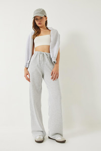 Çizgili Bel Lastikli Cepli Basic Pantolon 60284003 - Ekru-Gri