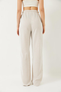 Çizgili Bel Lastikli Cepli Basic Pantolon 60284003 - Ekru-Bej