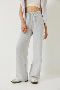Çizgili Bel Lastikli Cepli Basic Pantolon 60284003 - Ekru-Gri