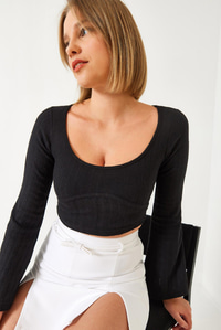 Crop Bluz 60351286 - Siyah