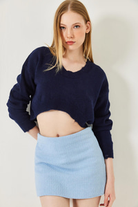 Crop Triko Kazak 20246925 - Lacivert KAZAK modelleri