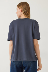 Dekoratif Dikişli Bisiklet Yaka Tshirt 60602001 - Antrasit