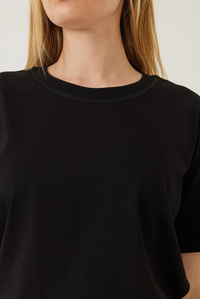 Dekoratif Dikişli Bisiklet Yaka Tshirt 60602001 - Siyah