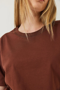 Dekoratif Dikişli Bisiklet Yaka Tshirt 60602001 - Kahve