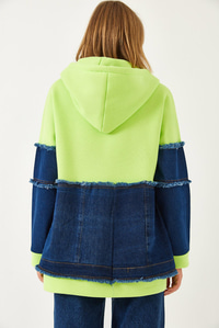 Denim Cep Detaylı Üç İplik Şardonlu Hırka  60351322 - Neon Sarı HIRKA modelleri