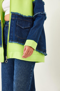 Denim Cep Detaylı Üç İplik Şardonlu Hırka  60351322 - Neon Sarı HIRKA modelleri