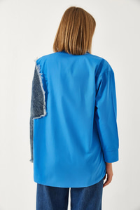 Denim Parçalı Tek Cepli Gömlek 2669 60351324 - Mavi