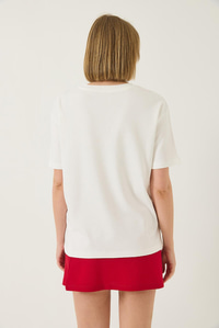 Denizci İşlemeli Taşlı Pamuklu T-Shirt 60283209 - Beyaz