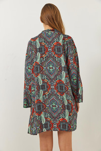 Desenli Kısa Viskon Kimono 60261495 - Çok Renkli