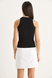 Diamond Şeritli Basic Crop Bluz 60602063 - Siyah