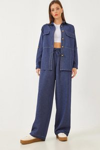 Dikiş Detaylı Denim Alt-Üst Takım 60251883 - Mavi ALT - ÜST TAKIM modelleri