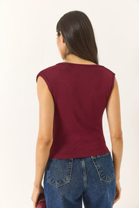 Drape Detaylı Soft Touch Esnek Viskon Bluz 4019 60284038 - Bordo