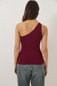 Drape Detaylı Tek Omuz Soft Touch Esnek Viskon Bluz 4013 60284028 - Bordo