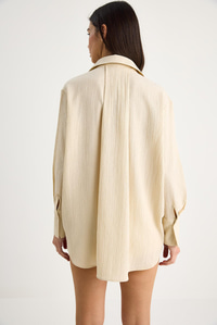 Düşük Omuz Oversize Basic Bürümcük Gömlek 60392 60271069 - Bej
