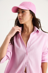 Düşük Omuz Oversize Basic Bürümcük Gömlek 60392 60271069 - Pembe