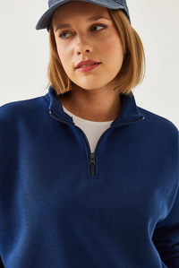 Fermuarlı Oversize Sweatshirt 60351254 - Lacivert