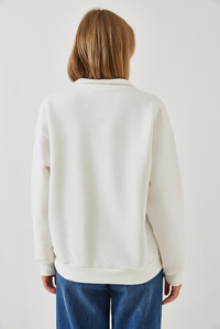 Fermuarlı Oversize Sweatshirt 60351254 - Beyaz