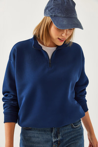 Fermuarlı Oversize Sweatshirt 60351254 - Lacivert
