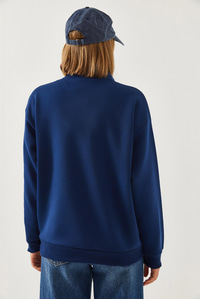 Fermuarlı Oversize Sweatshirt 60351254 - Lacivert