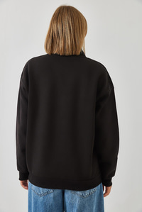 Fermuarlı Oversize Sweatshirt 60351254 - Siyah
