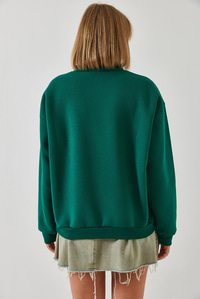 Fermuarlı Oversize Sweatshirt 60351254 - Yeşil