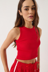 Fitilli Halter Yaka Kaşkorse Basic Crop Top Atlet 60602045 - Kırmızı