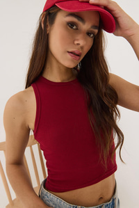 Fitilli Halter Yaka Kaşkorse Basic Crop Top Atlet 60602045 - Bordo