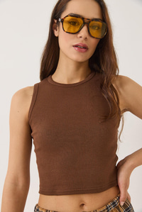 Fitilli Halter Yaka Kaşkorse Basic Crop Top Atlet 60602045 - Acı Kahve
